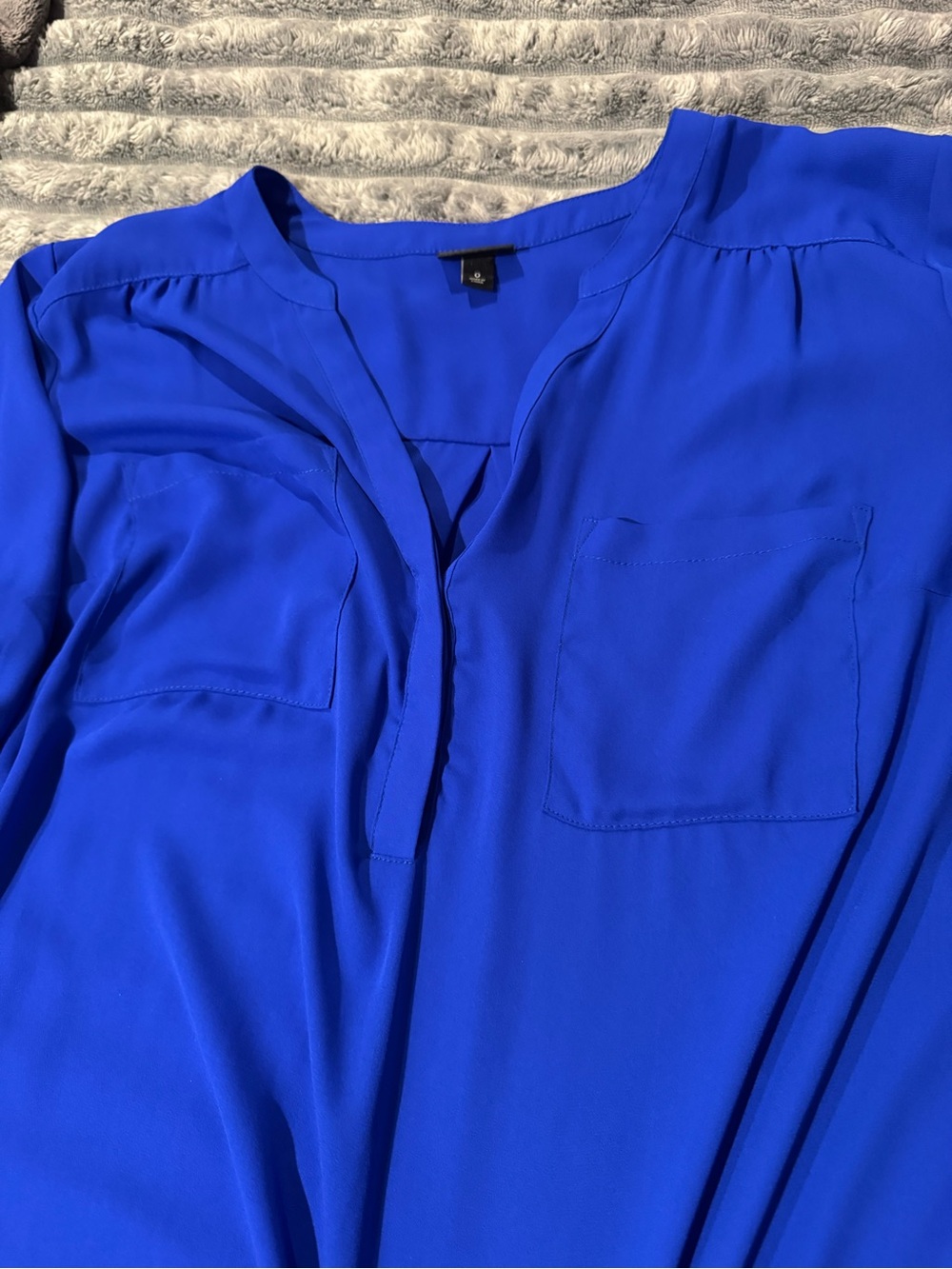 Torrid Royal Blue Split V-Neck Pocket Chiffon Blouse